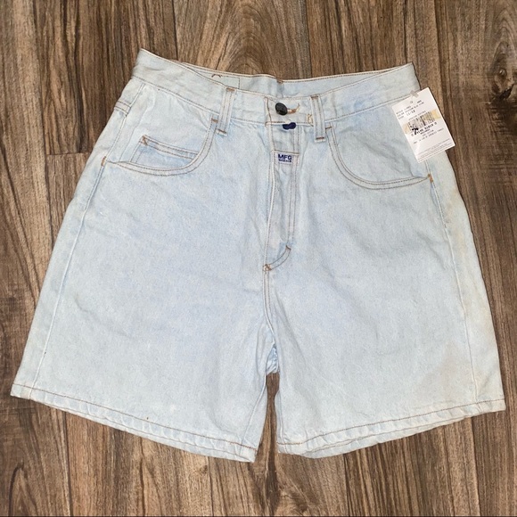 Marithe Francois Girbaud Pants - Vintage Marithe Francois Girbaud denim shorts in light blue wash, deadstock